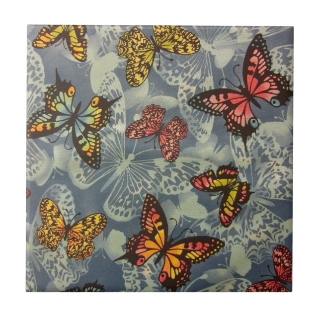 Field of Butterflies Ceramic Tile (Front)