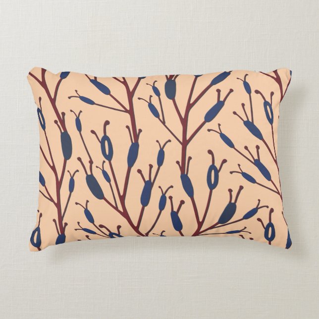 Field of Cat Tails against a Peach Background Accent Pillow (Front)