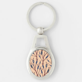 Field of Cat Tails against a Peach Background Keychain