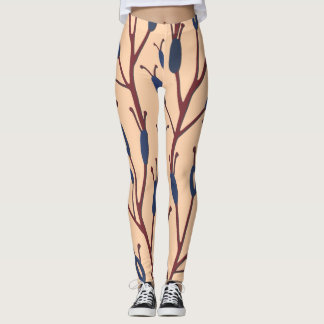 Field of Cat Tails against a Peach Background Leggings