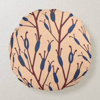 Field of Cat Tails against a Peach Background Round Pillow