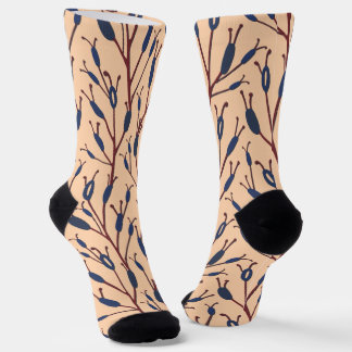 Field of Cat Tails against a Peach Background Socks