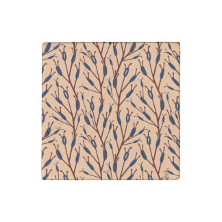 Field of Cat Tails against a Peach Background Stone Magnet