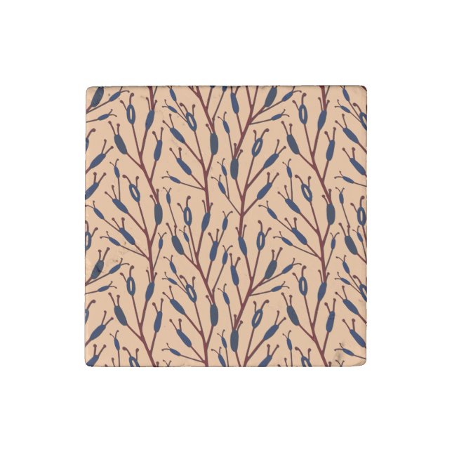 Field of Cat Tails against a Peach Background Stone Magnet (Front)