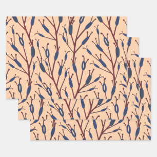 Field of Cat Tails against a Peach Background Wrapping Paper Sheets