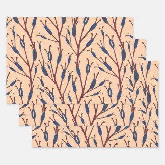 Field of Cat Tails against a Peach Background Wrapping Paper Sheets