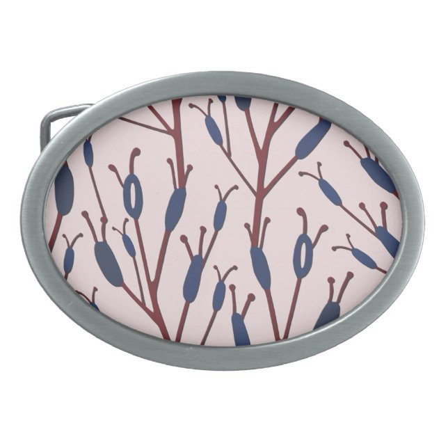 Field of Cat Tails against a Pinkish Field  Belt Buckle (Front)