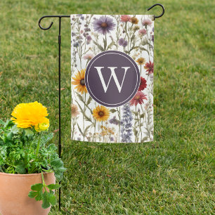 Field of Country Wildflowers Monogram  Garden Flag