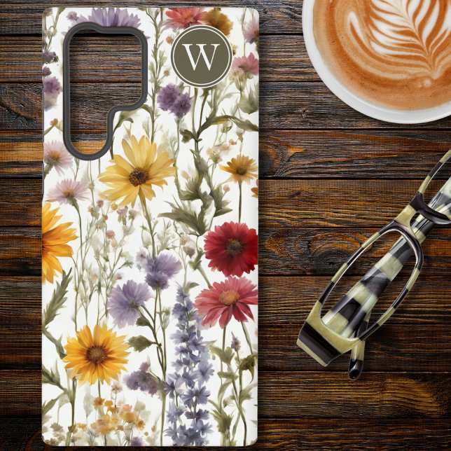 Field of Country Wildflowers Monogram Samsung Galaxy Case (Creator Uploaded)