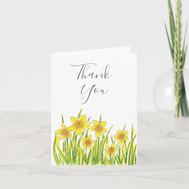 Field of Daffodils Letterpress Thank You Card (Front)
