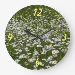 Field of Daisies Alaskan Wildflowers Large Clock