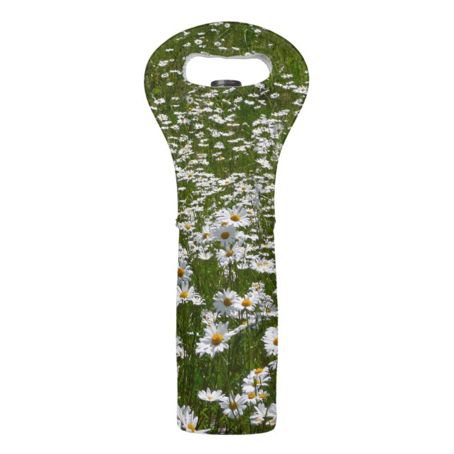 Field of Daisies Alaskan Wildflowers Wine Bag (Front)