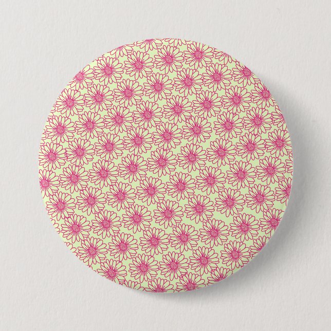 Field of Daisies Button, Pink Flowers Button (Front)