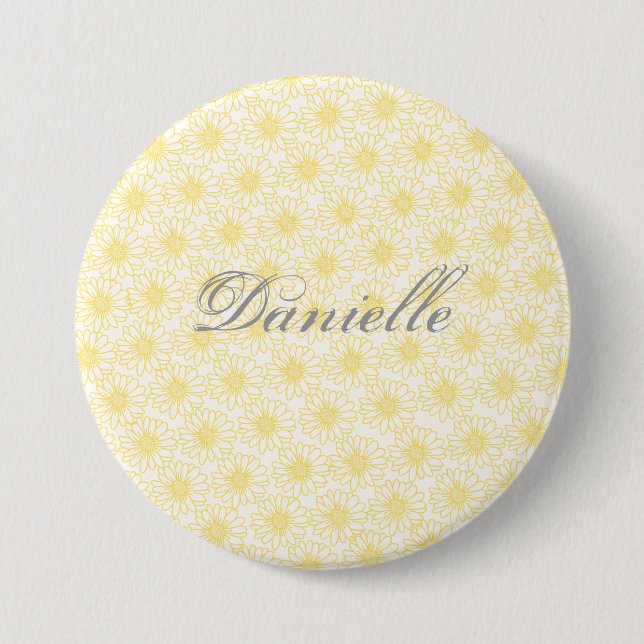Field of Daisies Button, Yellow Flowers Pinback Button (Front)