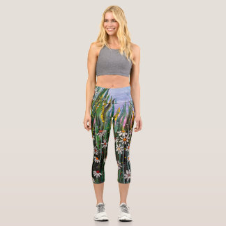 Field of Daisies Capri Leggings by Laurie