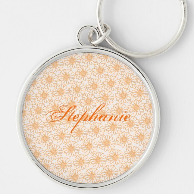 Field of Daisies Keychain, Orange Flowers Keychain (Front)