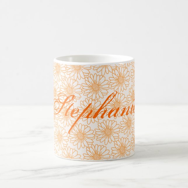 Field of Daisies Mug, Orange Flowers Coffee Mug (Center)