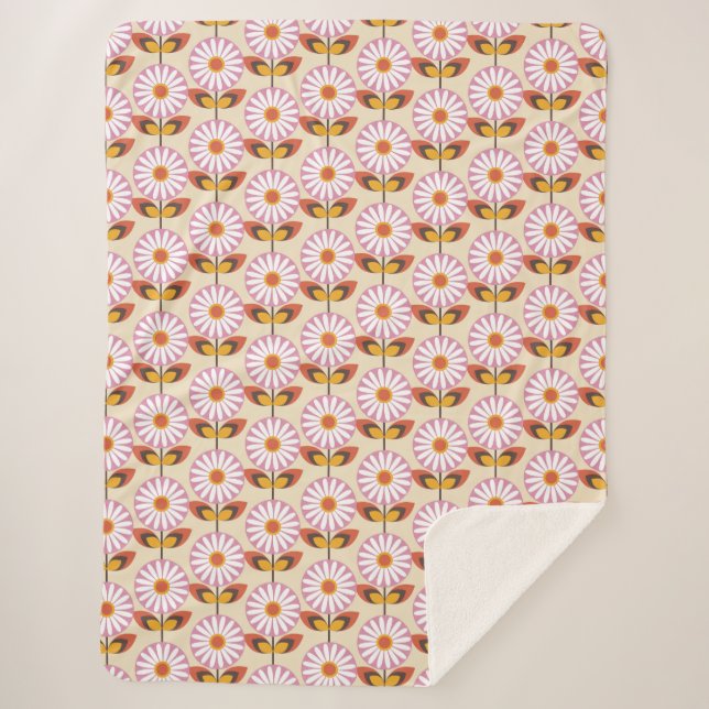 Field of Daisies pink Sherpa Blanket (Front)