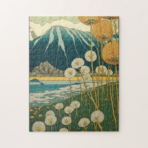 Field of Dandelions Japanese Art Jigsaw Puzzle
