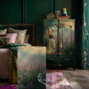 Field of Dreams, Dark Green, Hummingbird & Floral  Tissue Paper