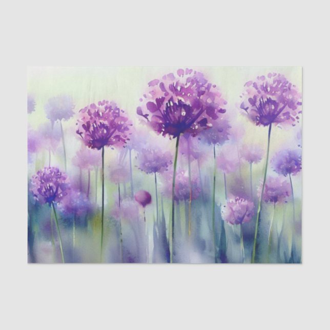 Field of Flowers-Allium, (C) Watercolor  Tissue Paper (Front)