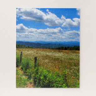 Field of Flowers and Mountains Jigsaw Puzzle