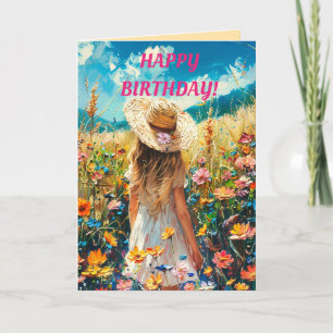 FIELD OF FLOWERS BIRTHDAY CARD