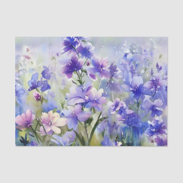 Field of Flowers-Consolida (B) Watercolor  Tissue Paper (Front)