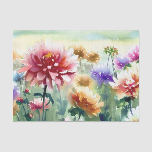 Field of Flowers-Dahlia (C) Watercolor  Tissue Paper (Front)