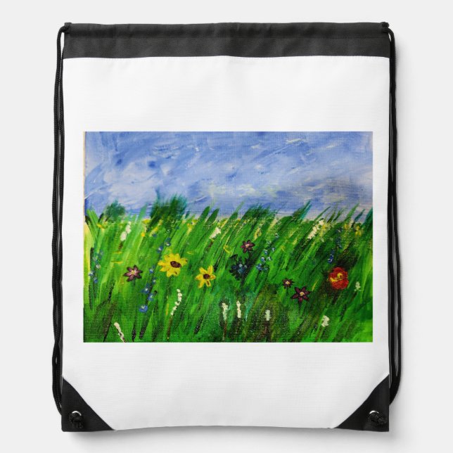Field of Flowers Drawstring Bag (Front)