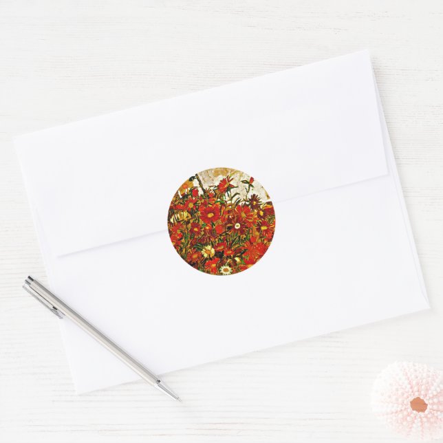 Field of Flowers - Egon Schiele art, Classic Round Sticker (Envelope)
