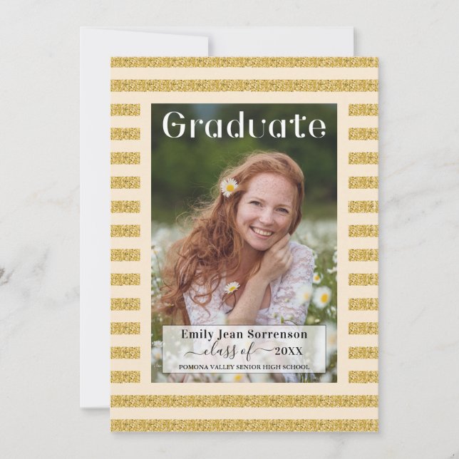 Field of Flowers Gold Graduation Car Parade Invitation (Front)