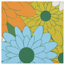 Field of Flowers Green Retro Print