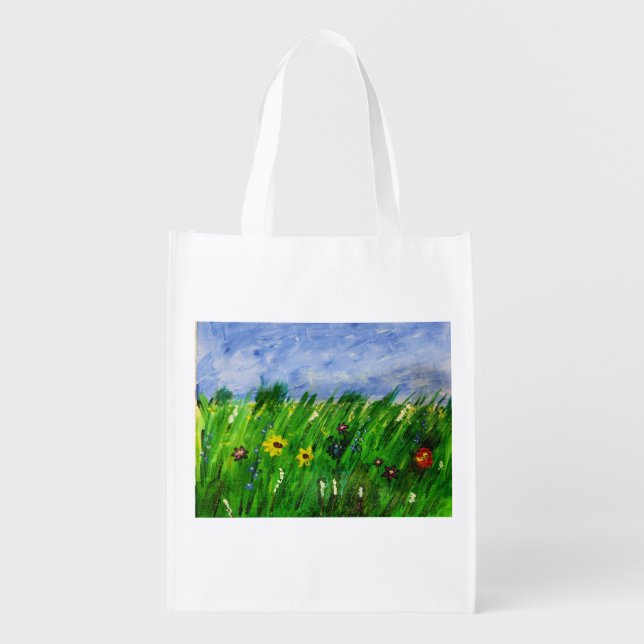 Field of Flowers Grocery Bag (Front)