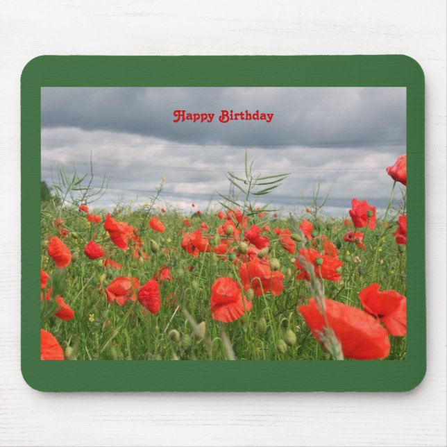 Field of flowers "Happy Birthday" Mousepad (Front)