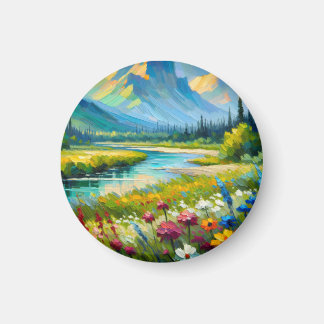 Field of Flowers in the Mountains Magnet