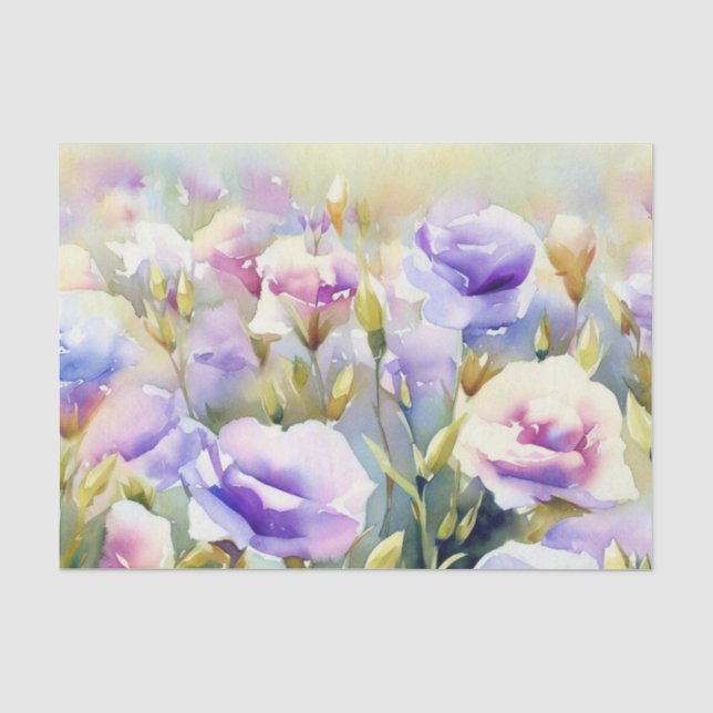 Field of Flowers-Lisianthus (D) Watercolor  Tissue Paper (Front)