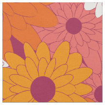 Field of Flowers Pink Retro Print