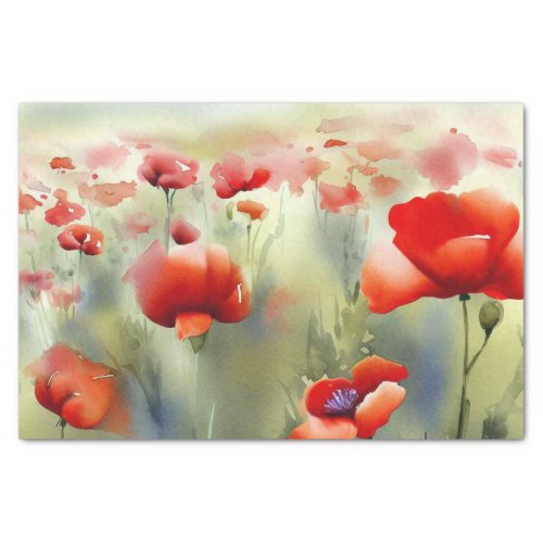 Field of Flowers_Poppy B Watercolor  Tissue Paper