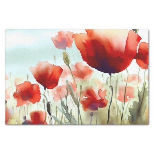 Field of Flowers_Poppy C Watercolor  Tissue Paper