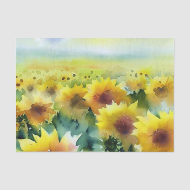 Field of Flowers-Sunflower (C) Watercolor  Tissue Paper (Front)