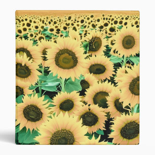 Field of Golden Yellow Sunflowers 3 Ring Binder