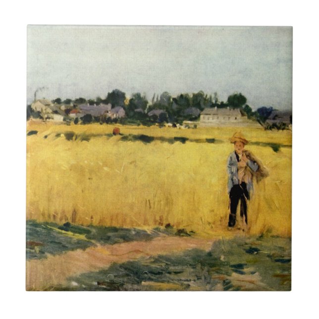 Field of Grain (by Berthe Morisot) Ceramic Tile (Front)