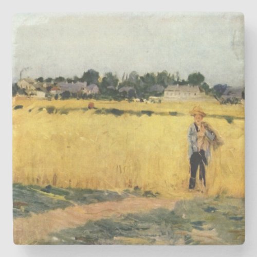 Field of Grain by Berthe Morisot Stone Coaster