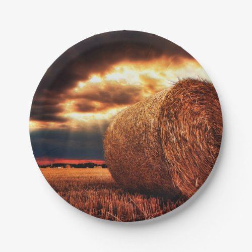 Field of Hay Bales Paper Plates