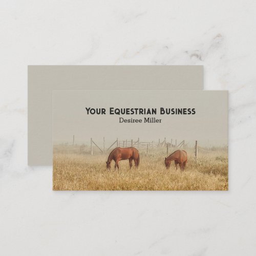 Field Of Horses Rustic Business Card