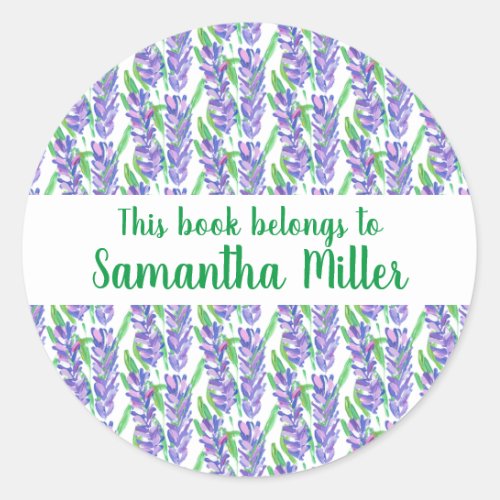 Field of Lavender Design Bookplate Sticker