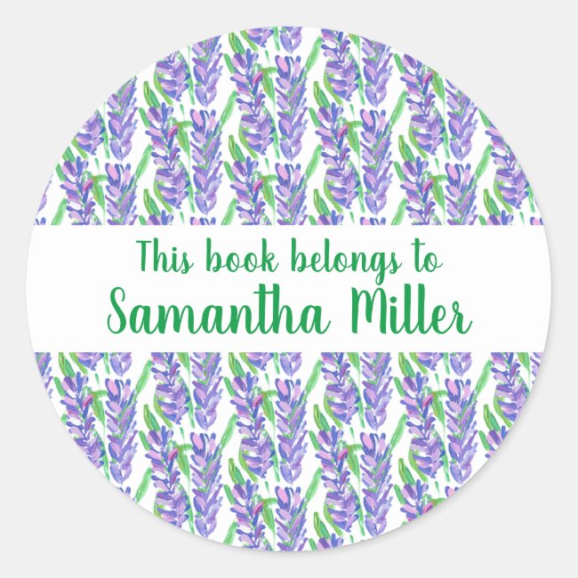 Field of Lavender Design Bookplate Sticker