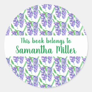 Field of Lavender Design Bookplate Sticker