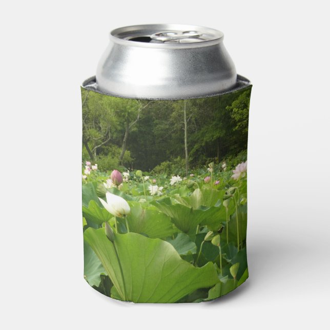 Field of Lotus Flowers Summer Garden Can Cooler (Can Front)